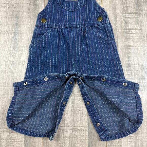 VTG OshKosh B'gosh Vestback Baby 12‎ months Blue Striped USA Made Bib Overalls - Picture 5 of 11